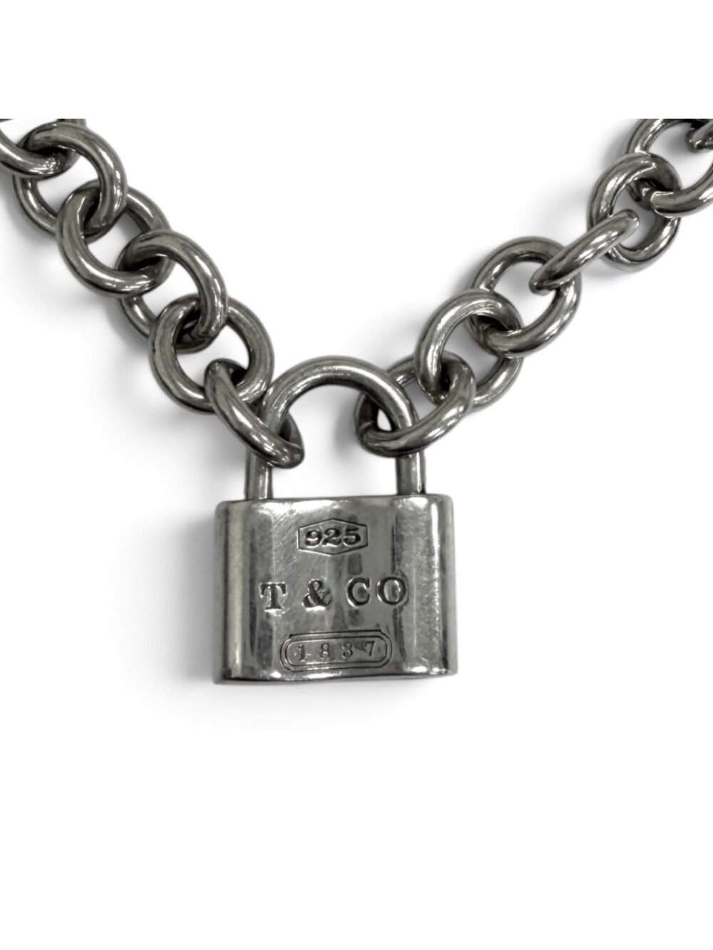 Tiffany & Co 1837 Rock Donut Link 925 Sterling Silver Choker Necklace